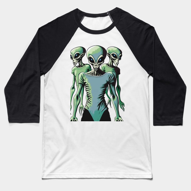 Alien Abductees Baseball T-Shirt by Hunter_c4 "Click here to uncover more designs"